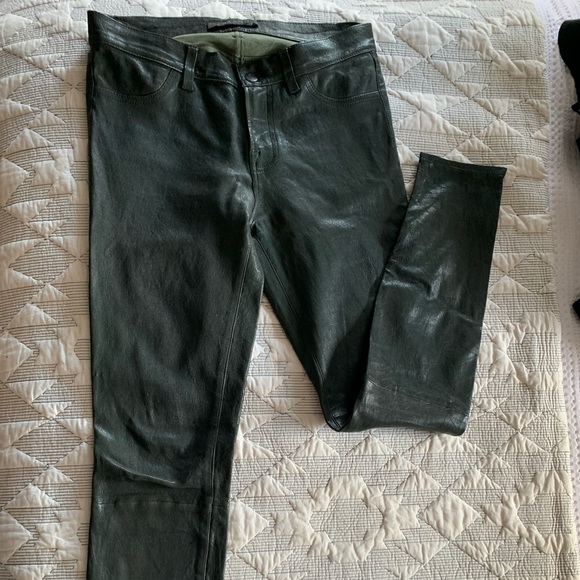 J Brand Forest Green "Super Skinny" Leather Pant - Picture 2 of 11